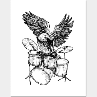 SEEMBO Eagle Playing Drums Musician Drummer Drumming Band Posters and Art